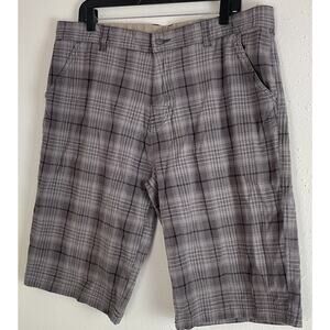 Prana Shorts Mens 38 Brown Plaid Hiking Outdoors Chino Fishing Golf Casual